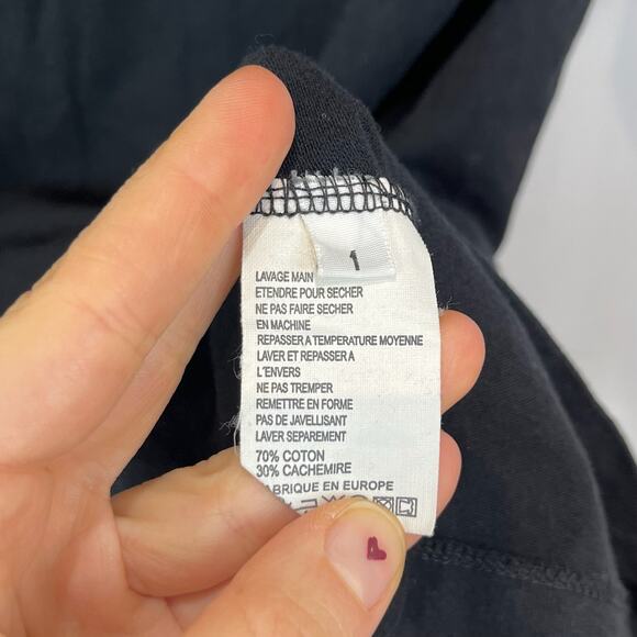 MAJESTIC Paris  1 S Cowl Neck Tunic Top Dolman 3/4 Sleeve Cotton Cashmere Black - Picture 8 of 10